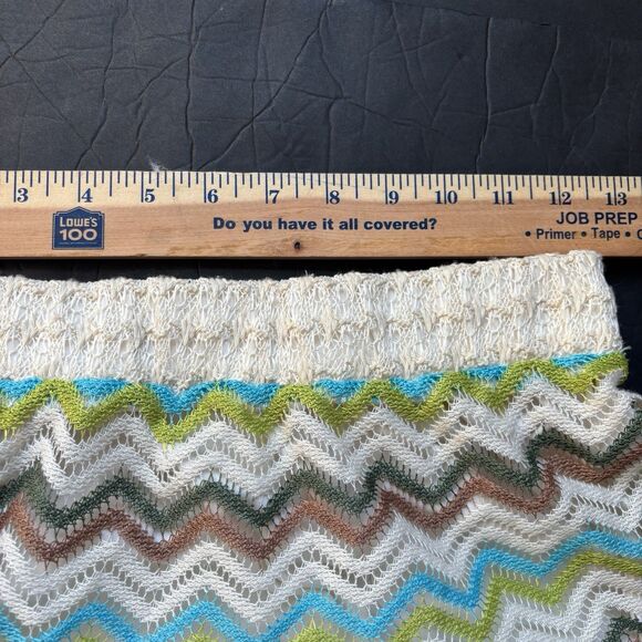Vintage Lapis Crochet Chevron Knit Skirt Mini A-Line Y2K Boho Festival Stretch - Picture 10 of 11